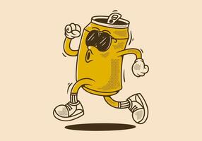 Mascot character design of can drink in running pose vector