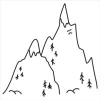 Mountains with trees hand drawn illustration vector