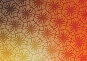 Orange flower pattern line hexagon background vector