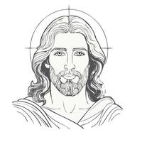 A simple line art portrait of Jesus Christ vector