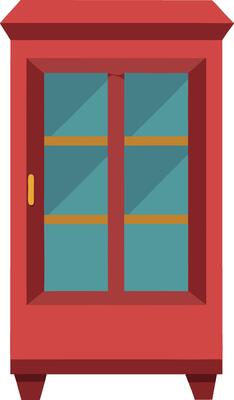 illustration display cabinet flat art design