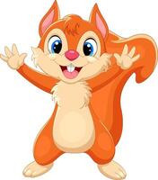 Cartoon happy squirrel on white background vector