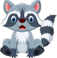 Cartoon funny raccoon isolated on white background vector