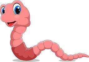 Smiling cartoon earthworm on white background vector