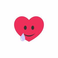 heart emoticon sad expression vector