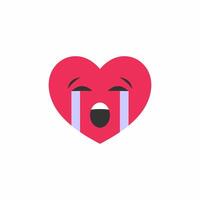 heart emoticon crying expression vector
