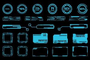 Futuristic HUD Interface and Prototype Label Design Elements Collection vector