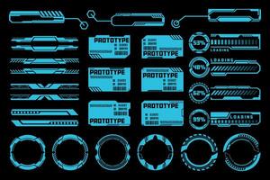 Futuristic Tech Interface and HUD Elements with Prototype Labels vector