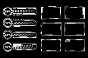 Futuristic HUD Loading Bars and Interface Frames. Cyberpunk Technology Design Elements vector