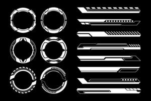 High Tech Circular and Linear Interface Elements for UI Design. HUD Sci fi Futuristic vector