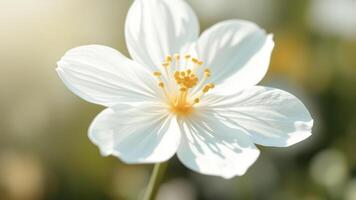 White Flower with Yellow Center in Soft Focus photo