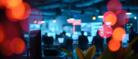 Blurred Office Space with Bokeh Lights photo