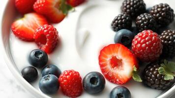 Close-up of Yogurt with Fresh Berries photo