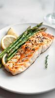 Grilled Salmon with Asparagus and Lemon photo