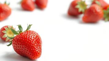 Close-up of a Fresh Strawberry on a White Background photo