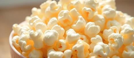 Close up of popcorn in a bowl photo