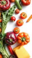Fresh Vegetables and Herbs Isolated on White Background photo