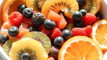 Close-up of a Colorful Fruit Salad photo