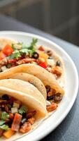 Closeup of Tortillas with Filling on a Plate photo