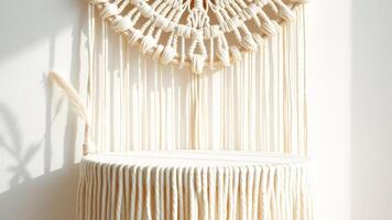 Minimalist Boho Macrame Wall Hanging With Shelf photo