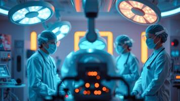 Surgeons operating in a hospital operating room photo