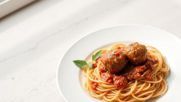 Spaghetti with Meatballs and Marinara Sauce photo