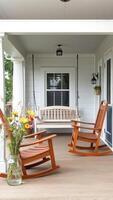Inviting Front Porch With Rocking Chairs photo