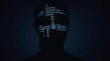 Hacker Silhouette with Digital Code photo