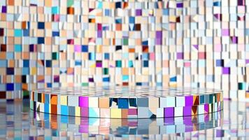 Abstract Colorful Tile Background with Platform photo