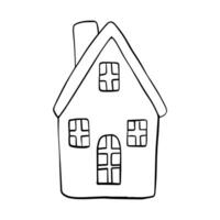 Ceramic house . Graphics illustration painted by black inks. Linear drawing candlestick on isolated background. Engraving for designs greeting cards. Sketch in line art style vector