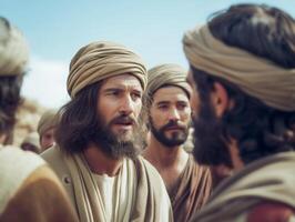 Jesus followed by the crowd photo