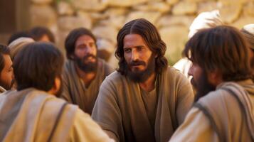 Jesus followed by the crowd photo