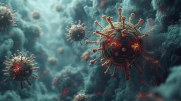 A microscopic view of virus cells that infects the human body and causes chronic diseases. A new type of virus photo