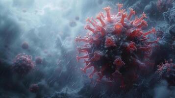 A microscopic view of virus cells that infects the human body and causes chronic diseases. A new type of virus photo