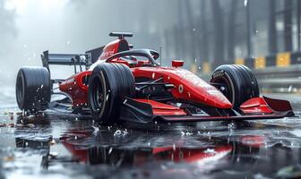 Fast and powerful racing car in motion photo