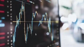Stock market chart is displaying price fluctuations over time, suggesting the dynamic nature of financial markets photo