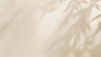 Beige background with leaf shadow overlay texture, perfect for showcasing cosmetic products photo