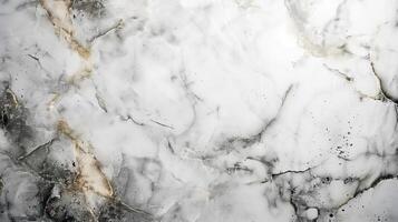 Elegant and luxurious background with white and grey marble texture and golden veins photo