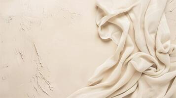 Elegant backdrop with copy space flowing beige fabric on a textured background photo