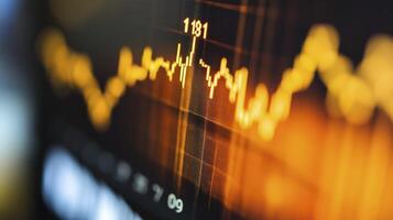 Electronic trading screen displays a stock market graph with upward growth photo