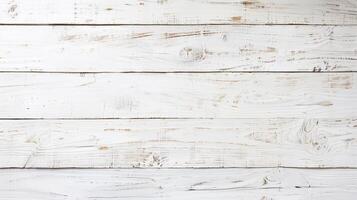 Rustic background texture of white washed wood planks with visible knots and grain photo