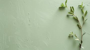 Serene green branch on textured backdrop, perfect for eco-friendly branding. Inspiring and modern, ideal for online or print use photo