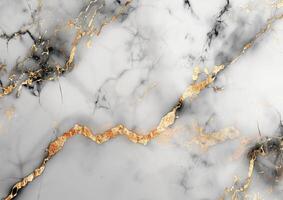White and grey marble with gold veins forming an abstract pattern, luxurious natural background or texture photo