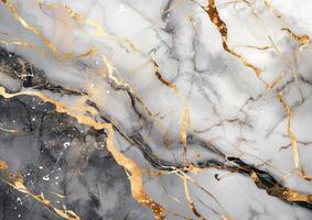 Elegant black and white marble with gold veins texture for design photo