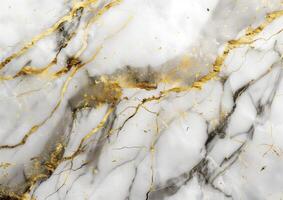 Luxurious white marble texture with natural pattern and gold vein for background or design artwork photo
