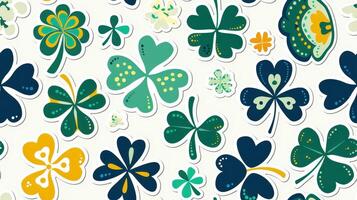 Repeating design of colorful clovers in a seamless pattern for saint patrick's day photo
