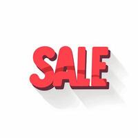 Vibrant 3d red sale sign with long shadow on white background, ideal for retail promotions and marketing campaigns. Versatile advertising with bold typography photo