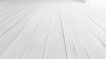 Textured background with white painted wood planks receding in perspective photo