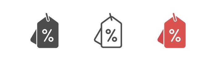 Shopping tag price icon. Percent symbol of discount offer. Promotion symbol, online sale, black friday coupon, outline flat and colored vector