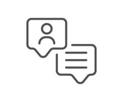 Customer service icon, tech support, feedback, speech bubble, QA symbol. Line illustration. vector